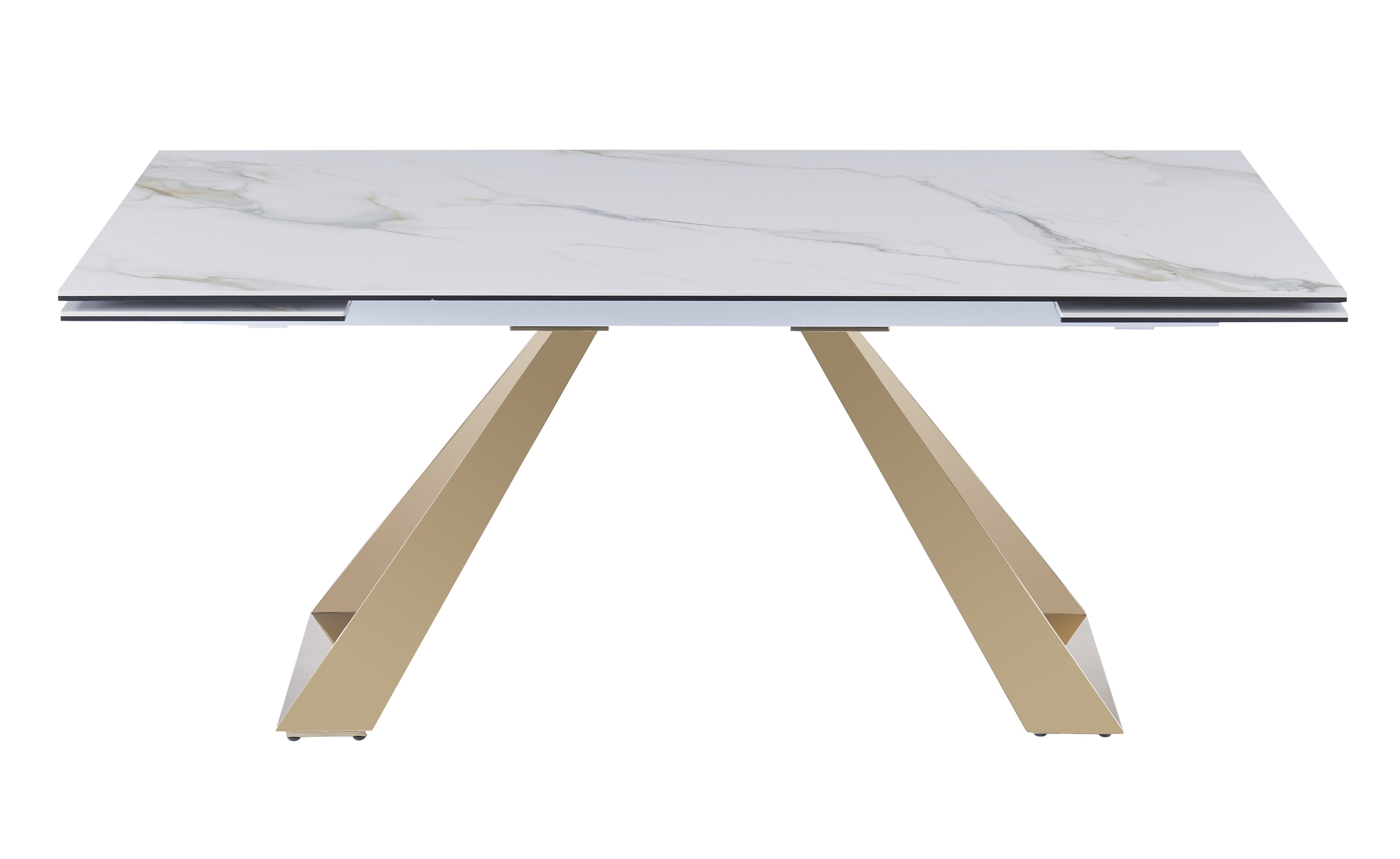 Orleans Ceramic-Top Brass Extension Dining Table