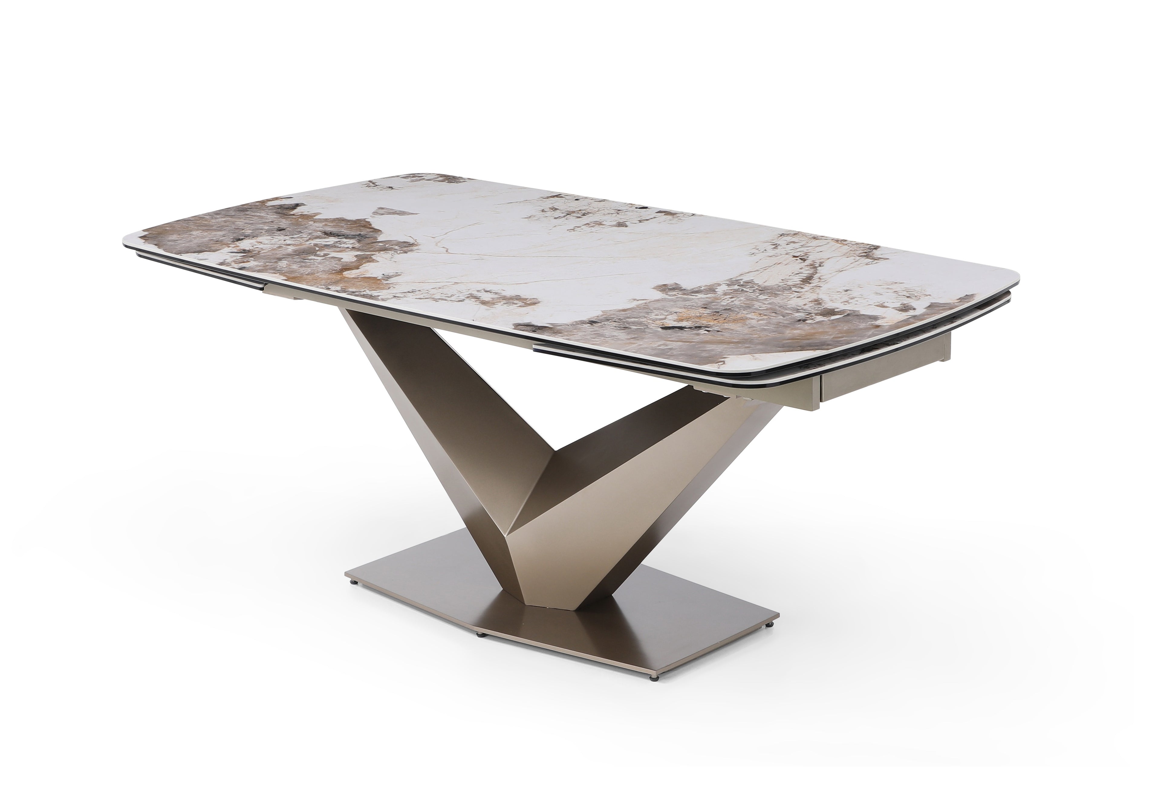 Pandora Brown Marble Extension Dining Table