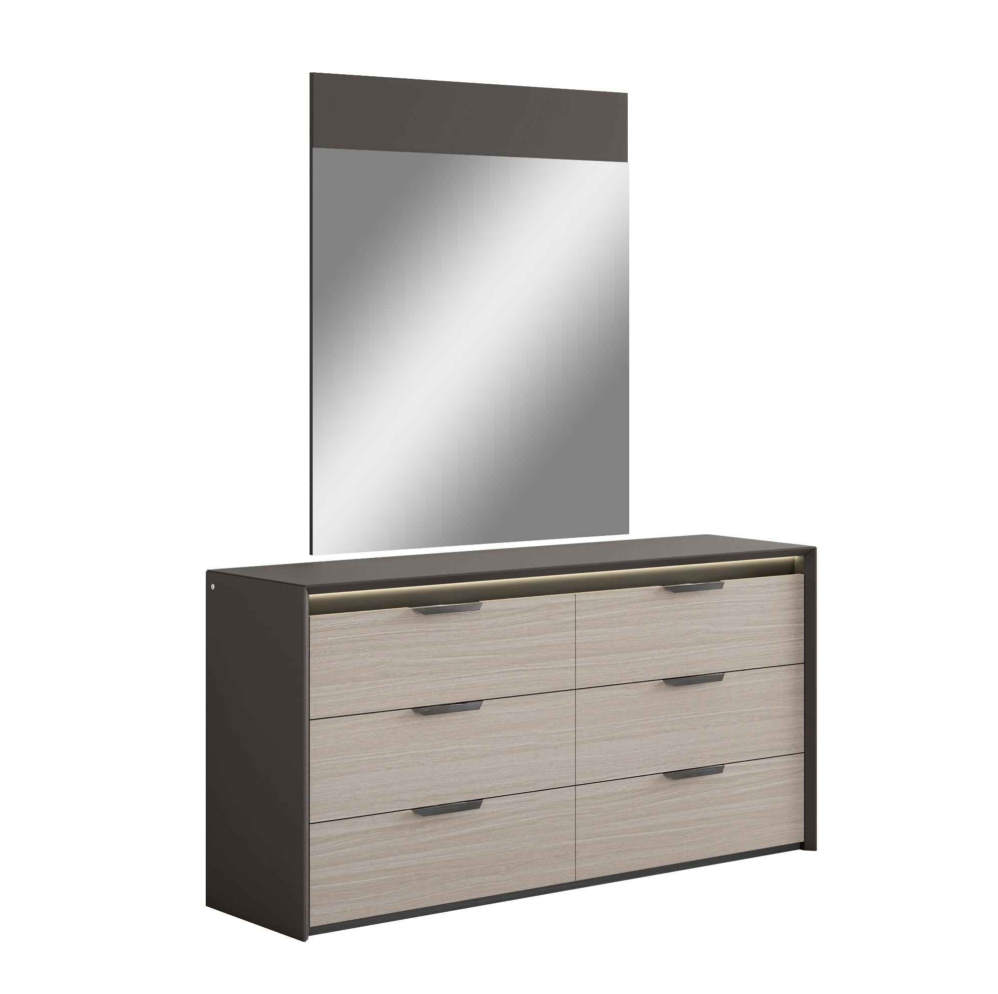Muse White Oak and Mirror Dresser