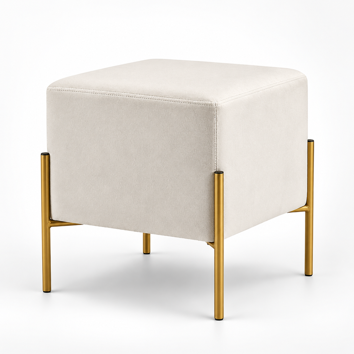 Isla Cream Velvet Ottoman/Stool