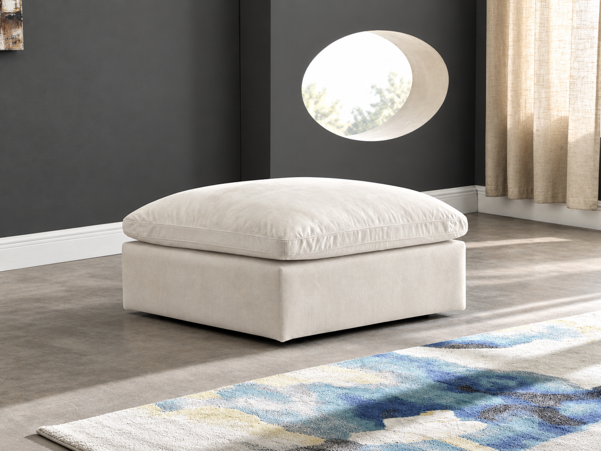 Cozy Velvet Cloud Modular Fiber Filled Overstuffed Ottoman