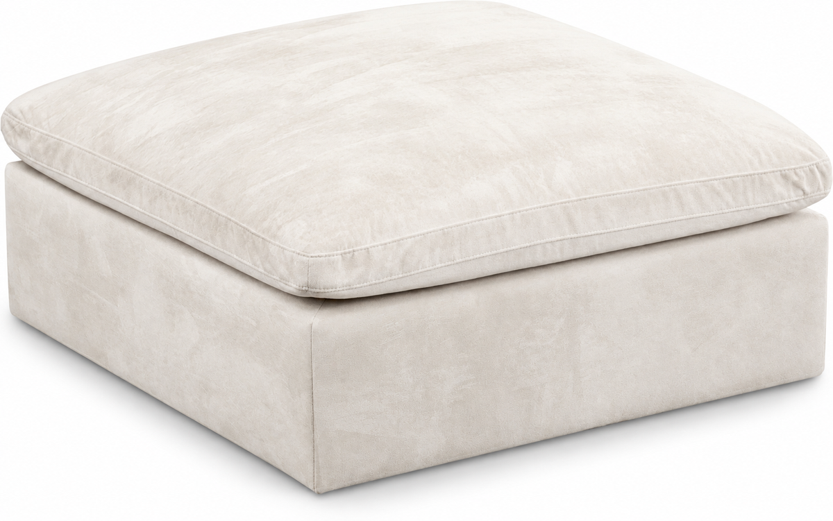 Cozy Velvet Cloud Modular Fiber Filled Overstuffed Ottoman