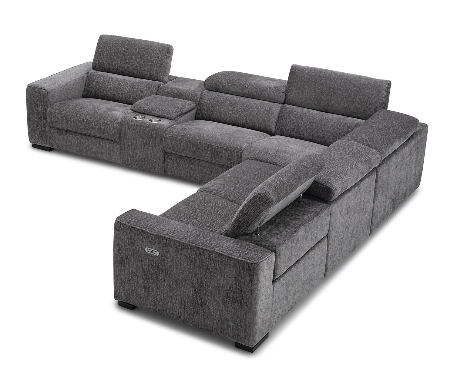 Picasso Motion Fabric Sectional in Dark Grey