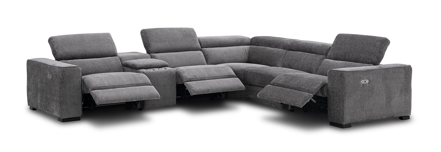 Picasso Motion Fabric Sectional in Dark Grey