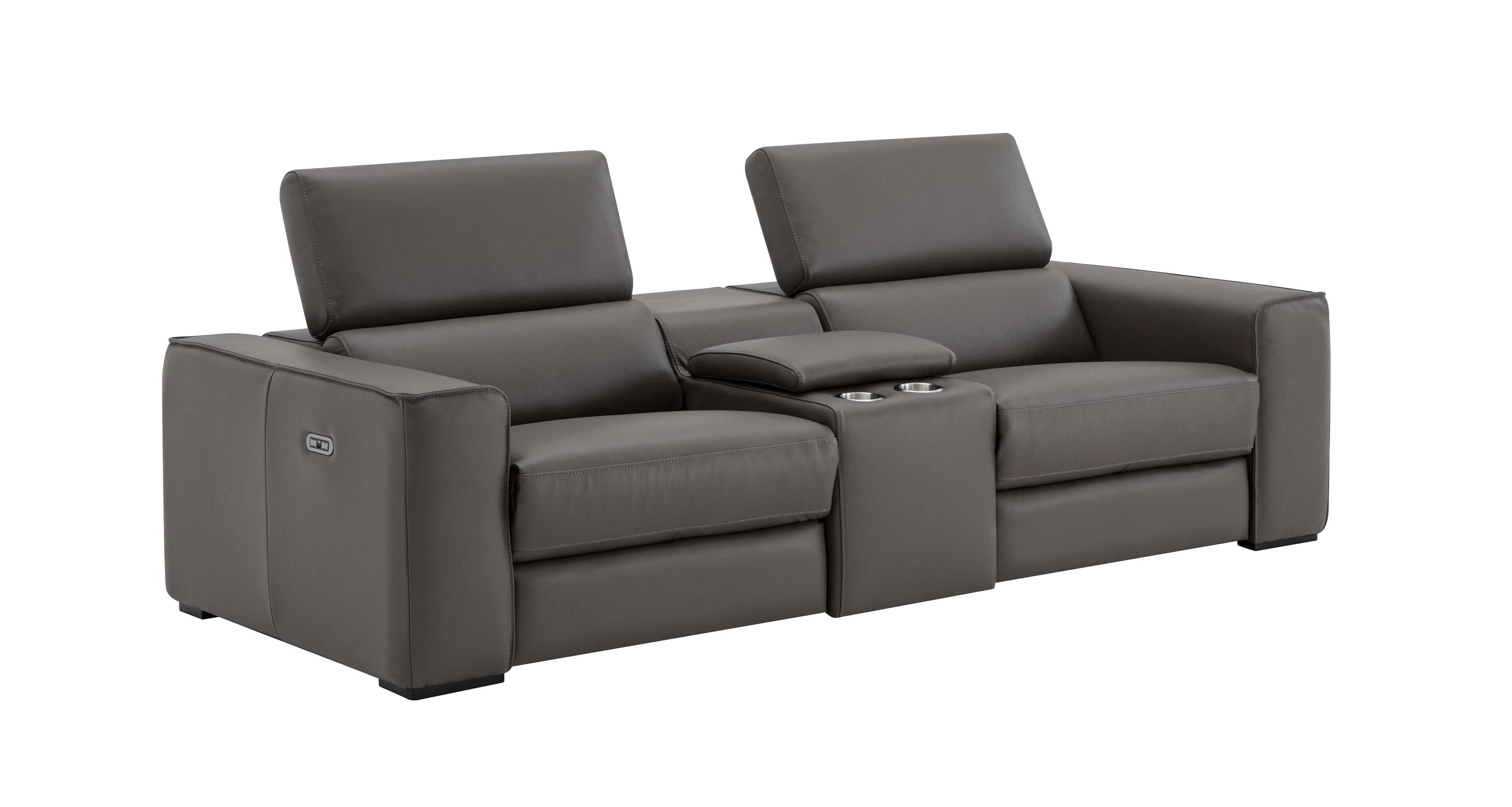 Picasso Dark Grey Reclining Loveseat with Console