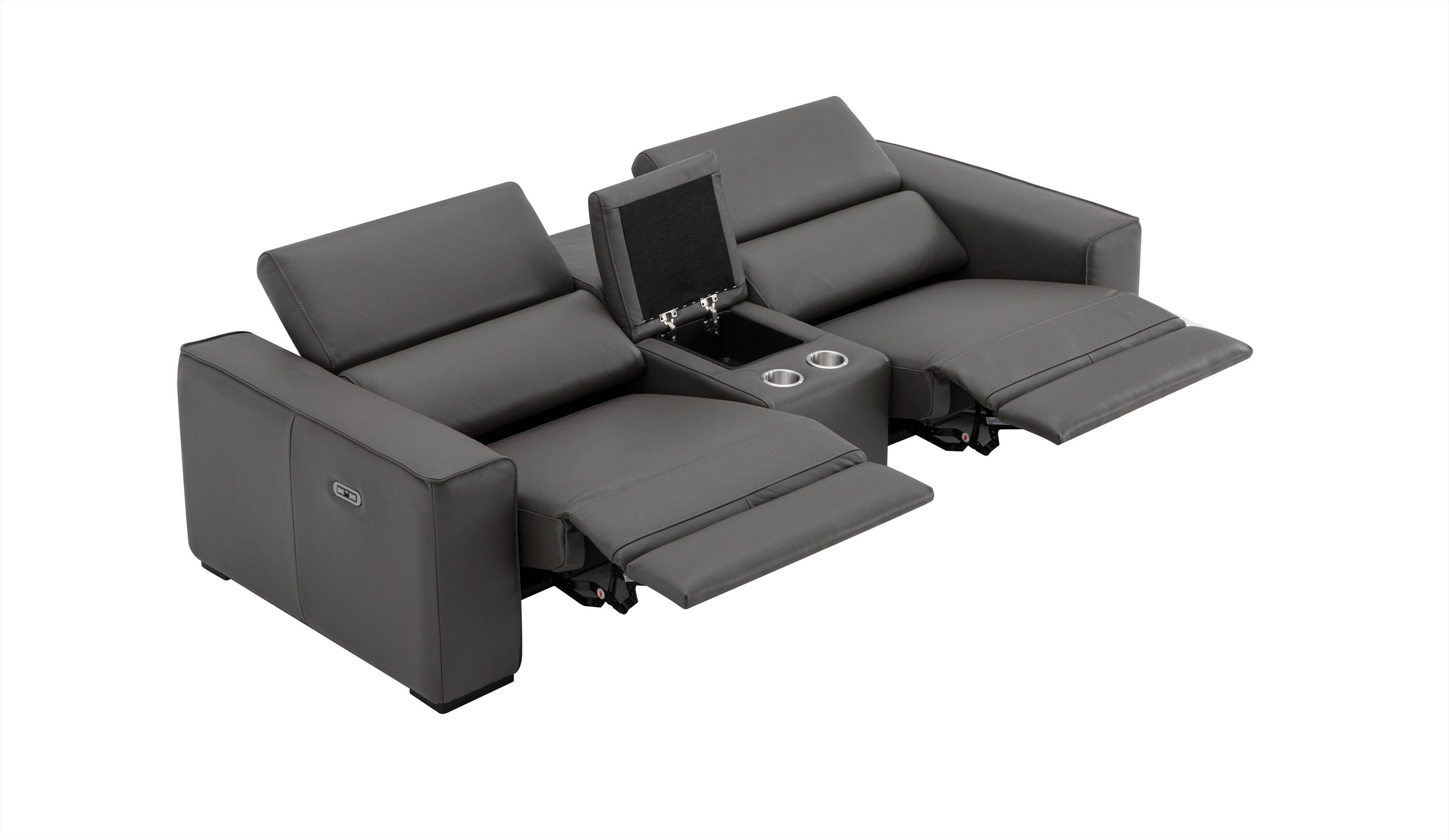 Picasso Dark Grey Reclining Loveseat with Console