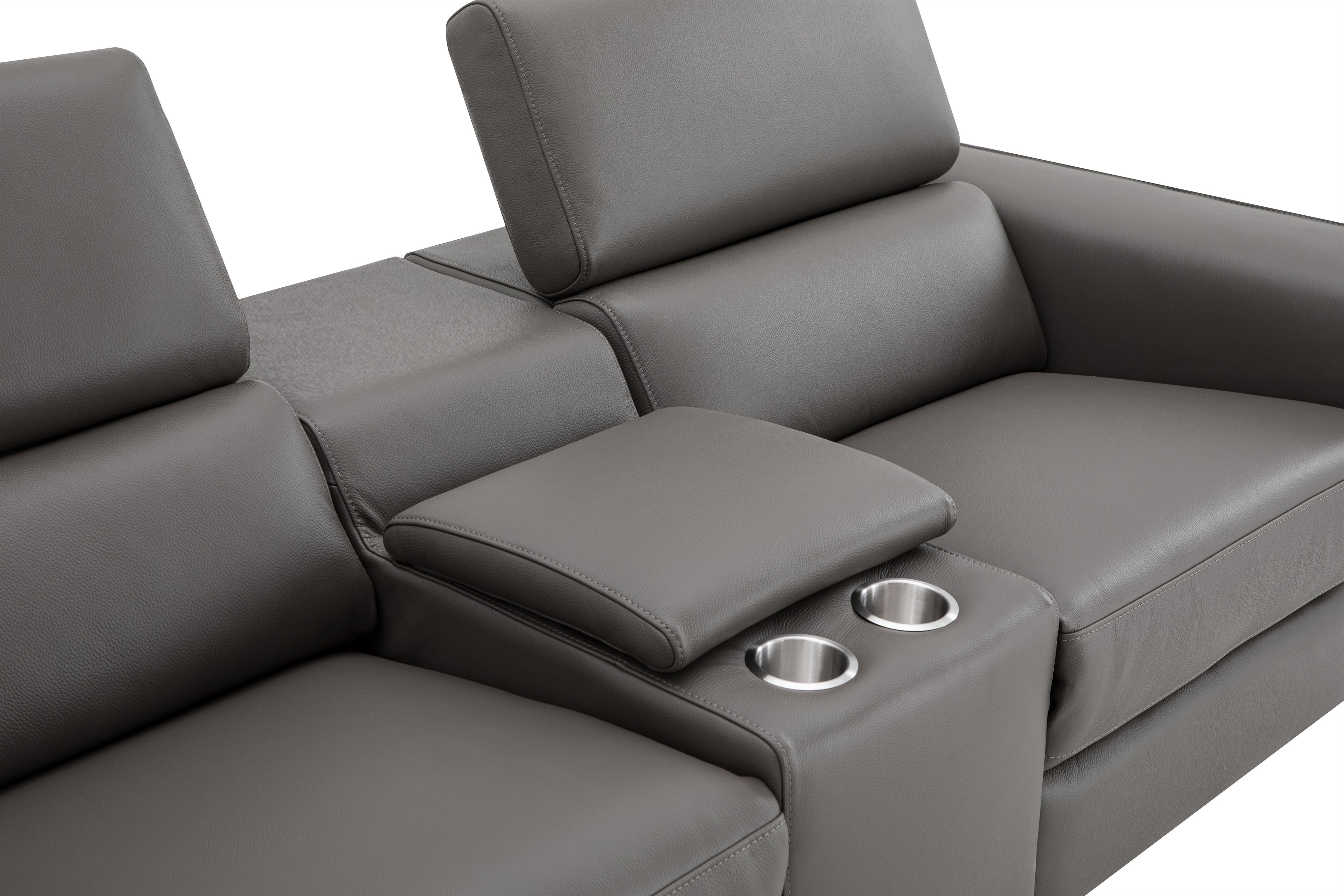 Picasso Dark Grey Reclining Loveseat with Console
