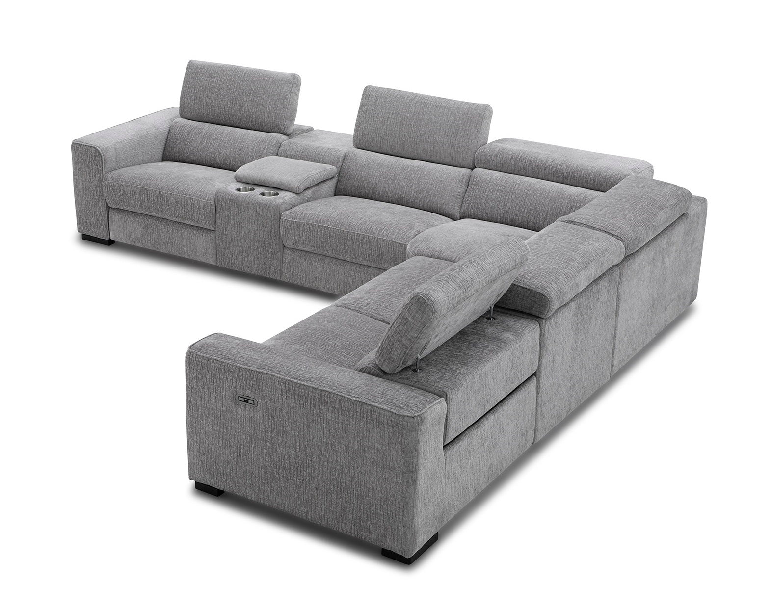 Picasso Motion Fabric Sectional in Light Grey