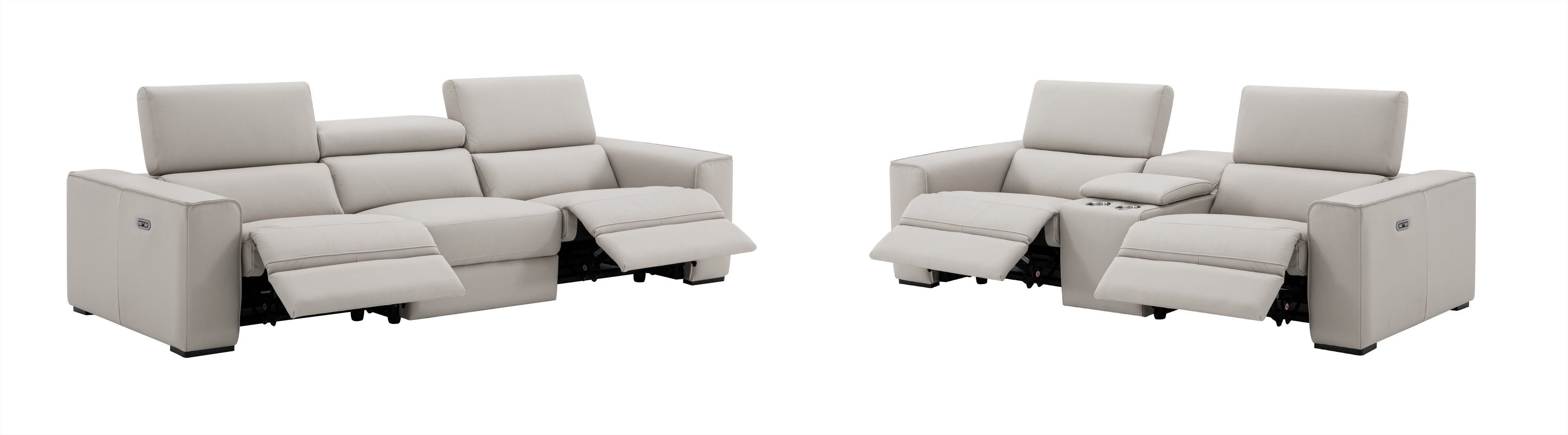 Picasso Loveseat with Console in Silver Grey