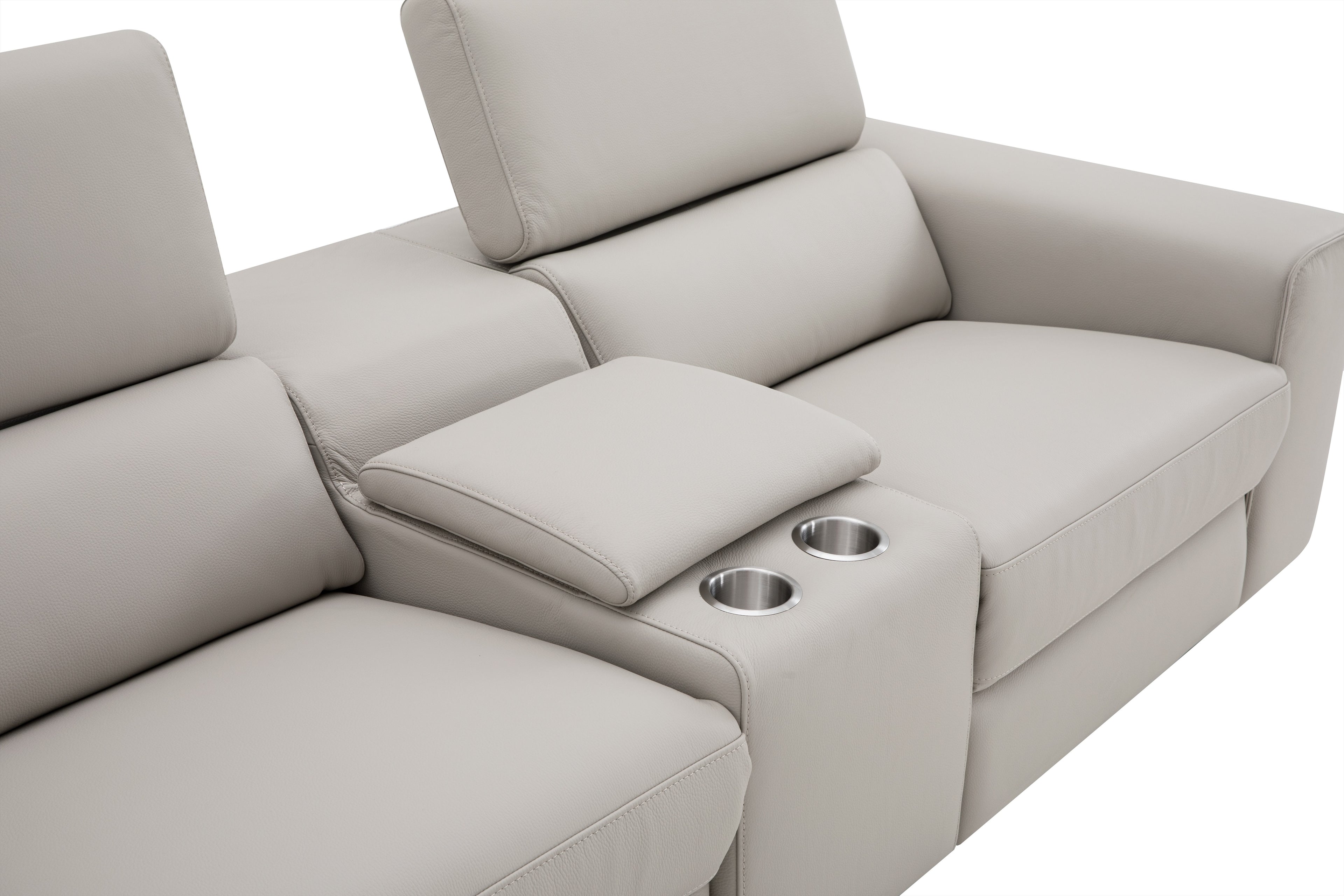 Picasso Loveseat with Console in Silver Grey