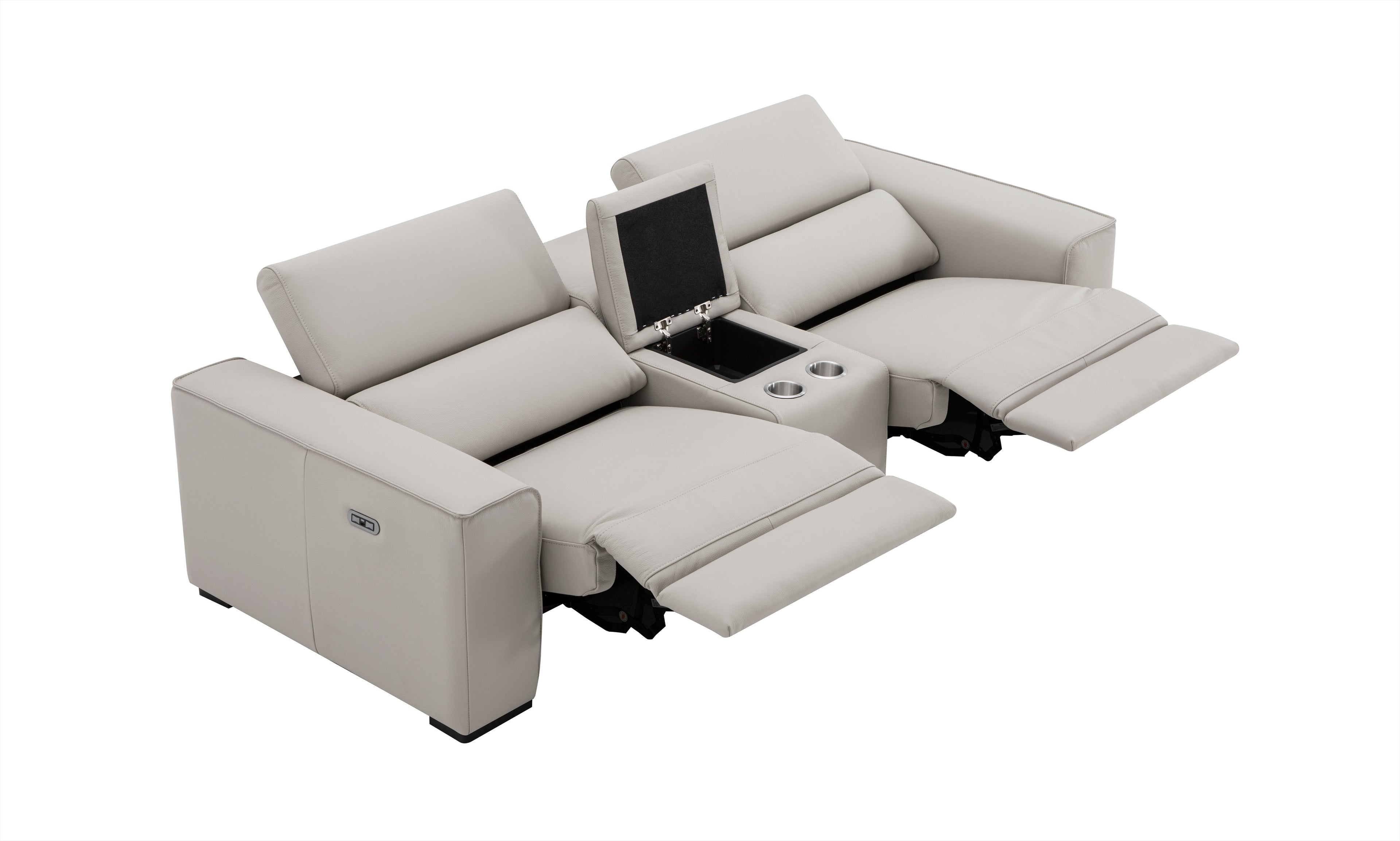 Picasso Loveseat with Console in Silver Grey