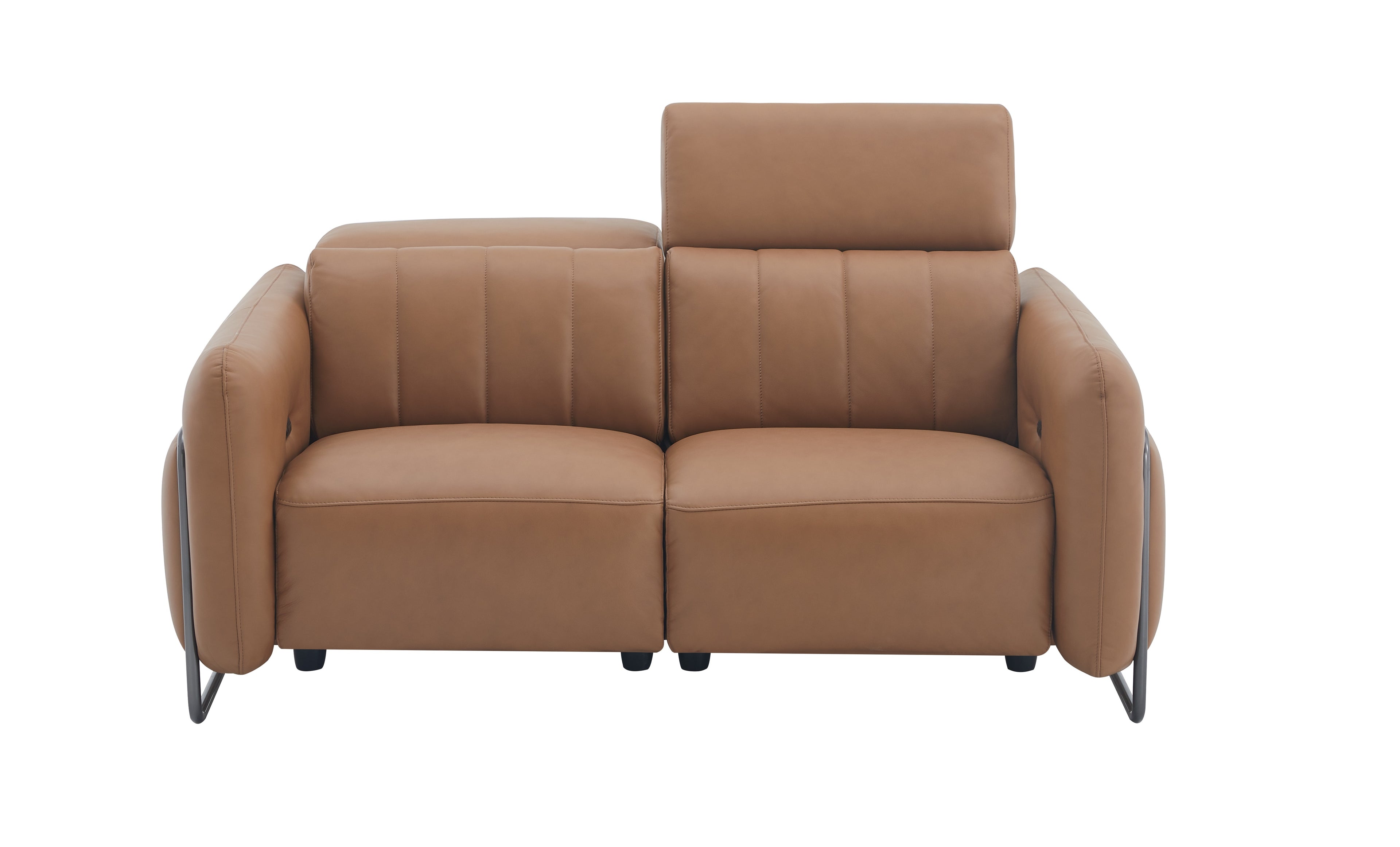 President Cognac Leather Reclining Loveseat