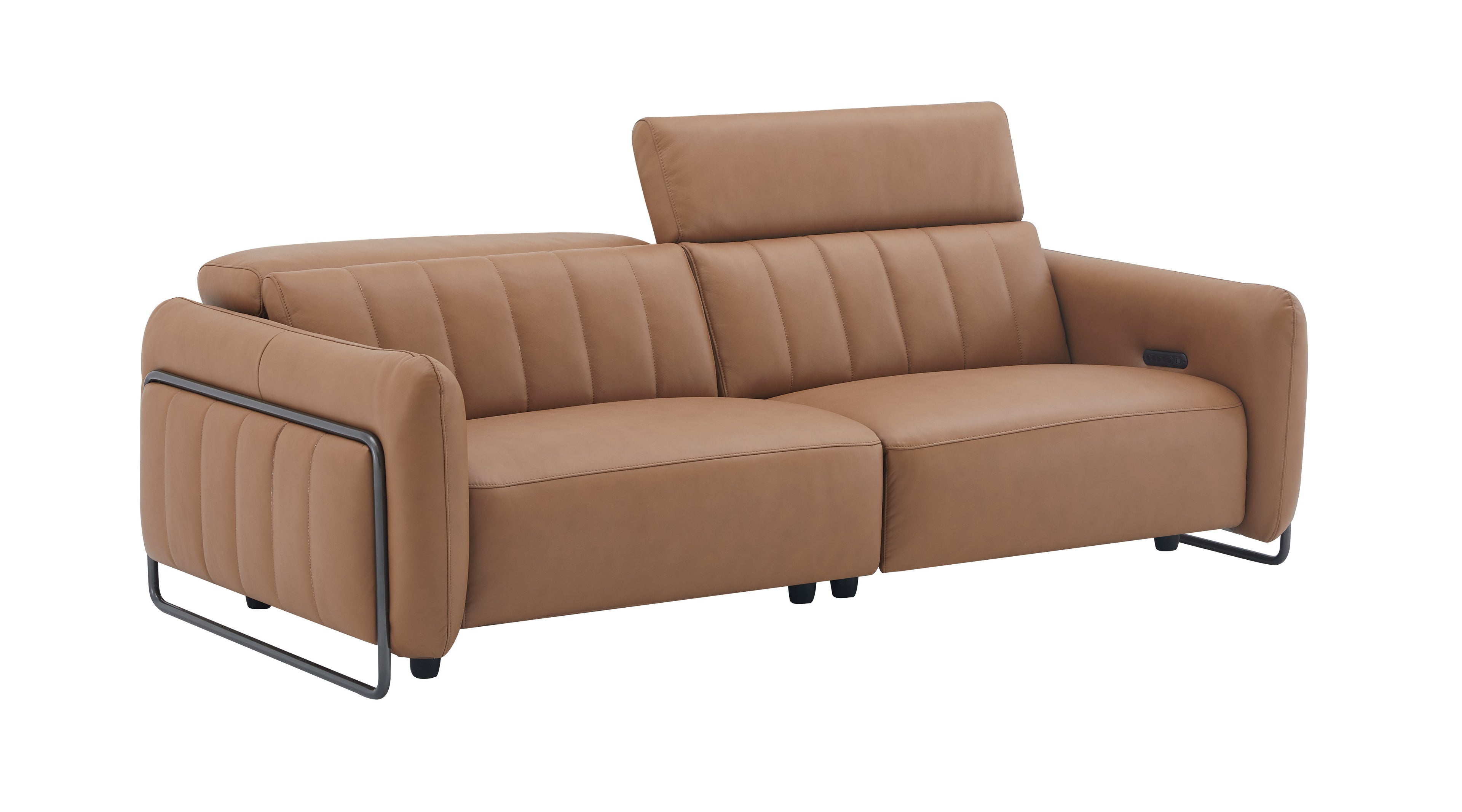 President Cognac Leather Reclining Sofa