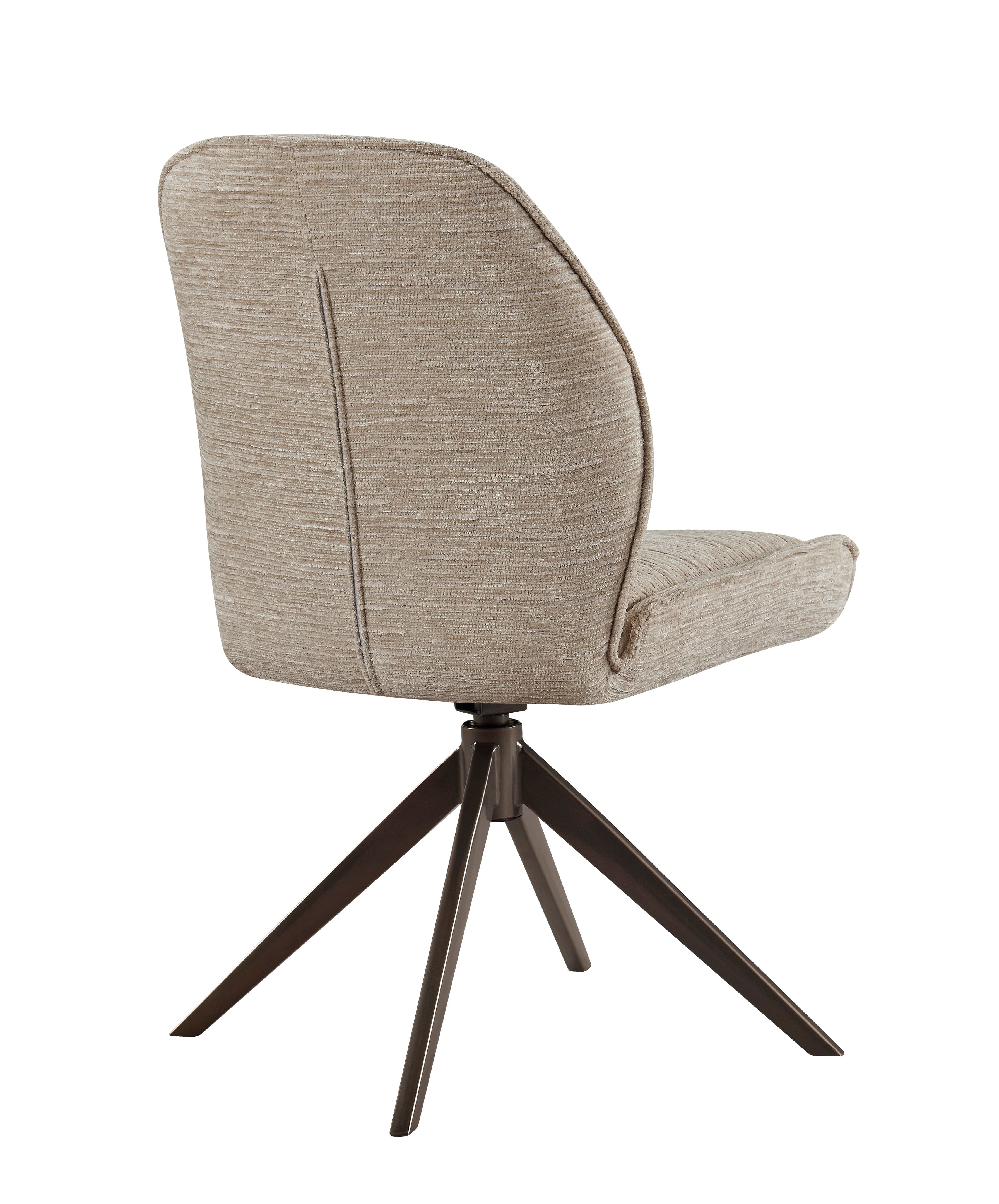 Beige Fabric Swivel Chair with Bronze Accents