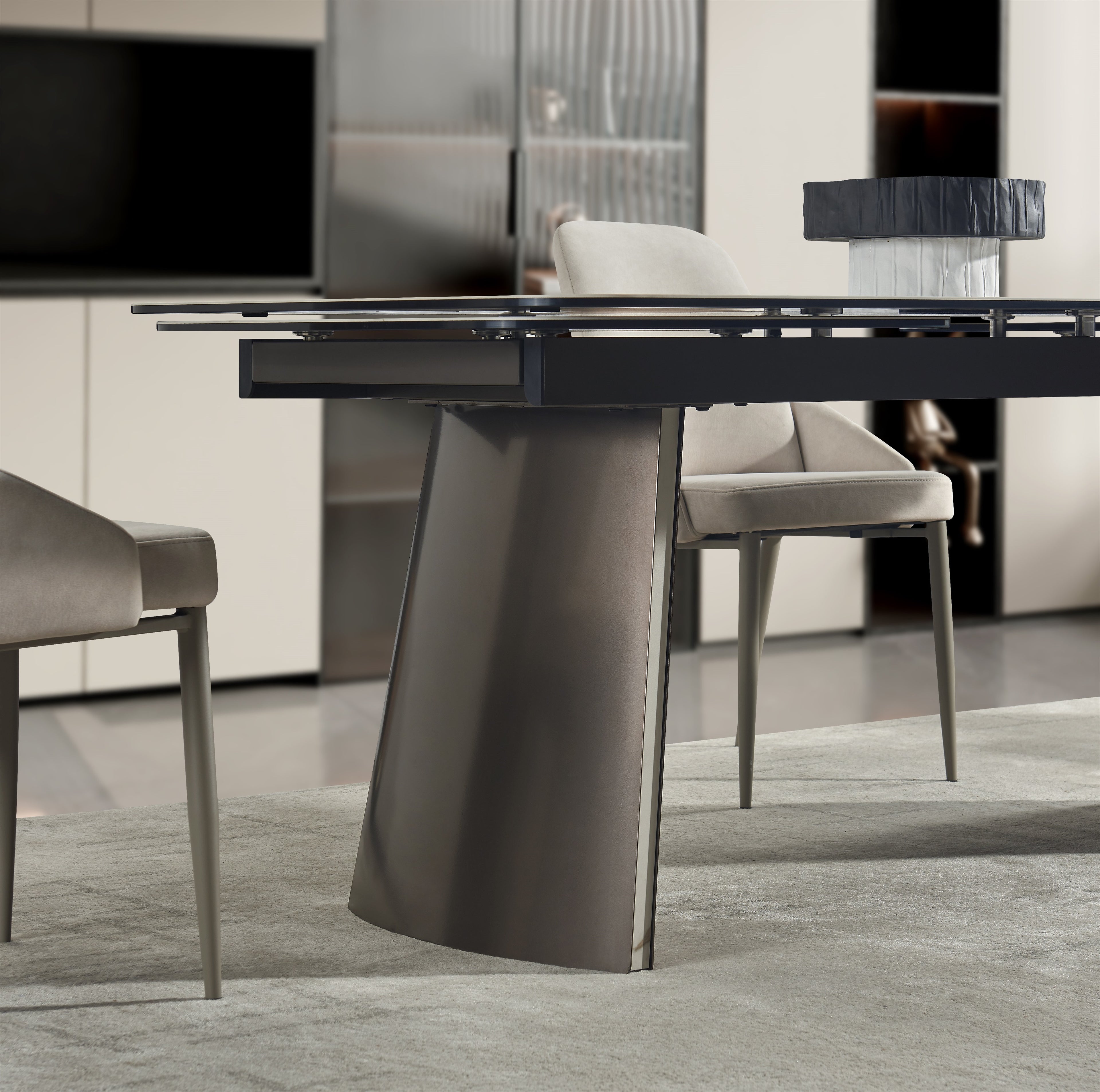 Bronze Ceramic-Top Extension Dining Table