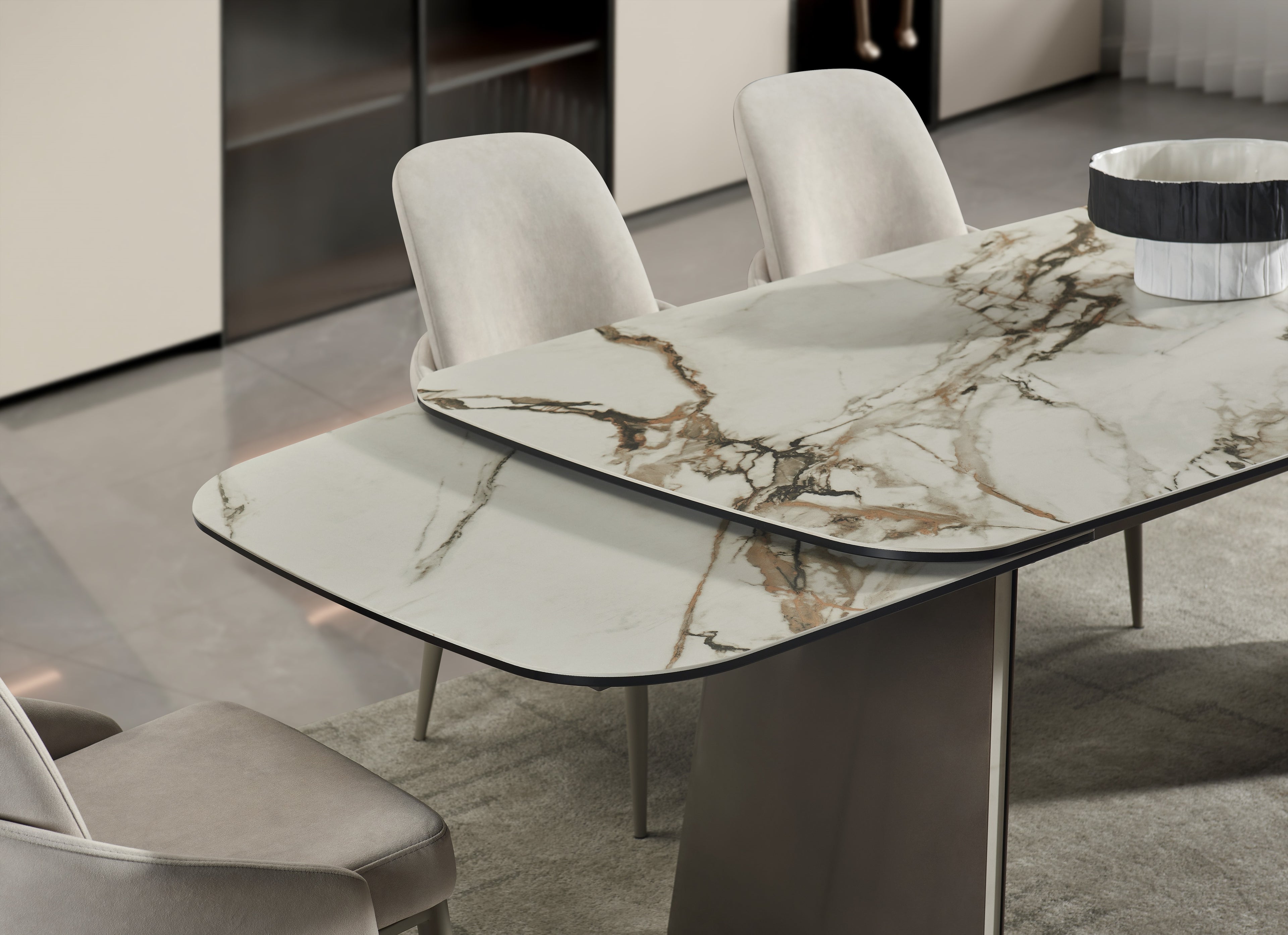 Bronze Ceramic-Top Extension Dining Table