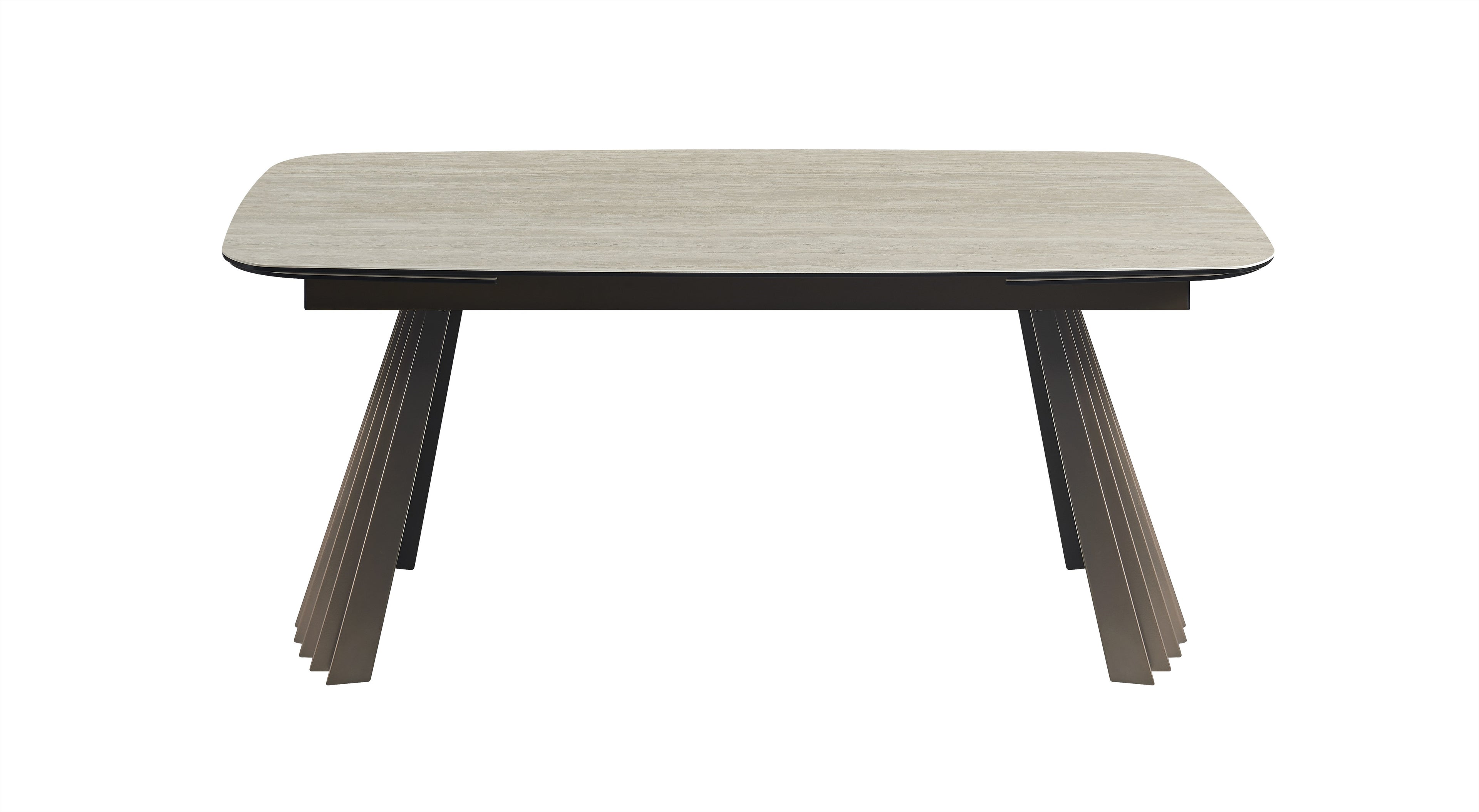 Warm Travertine Ceramic-Top Extension Dining Table