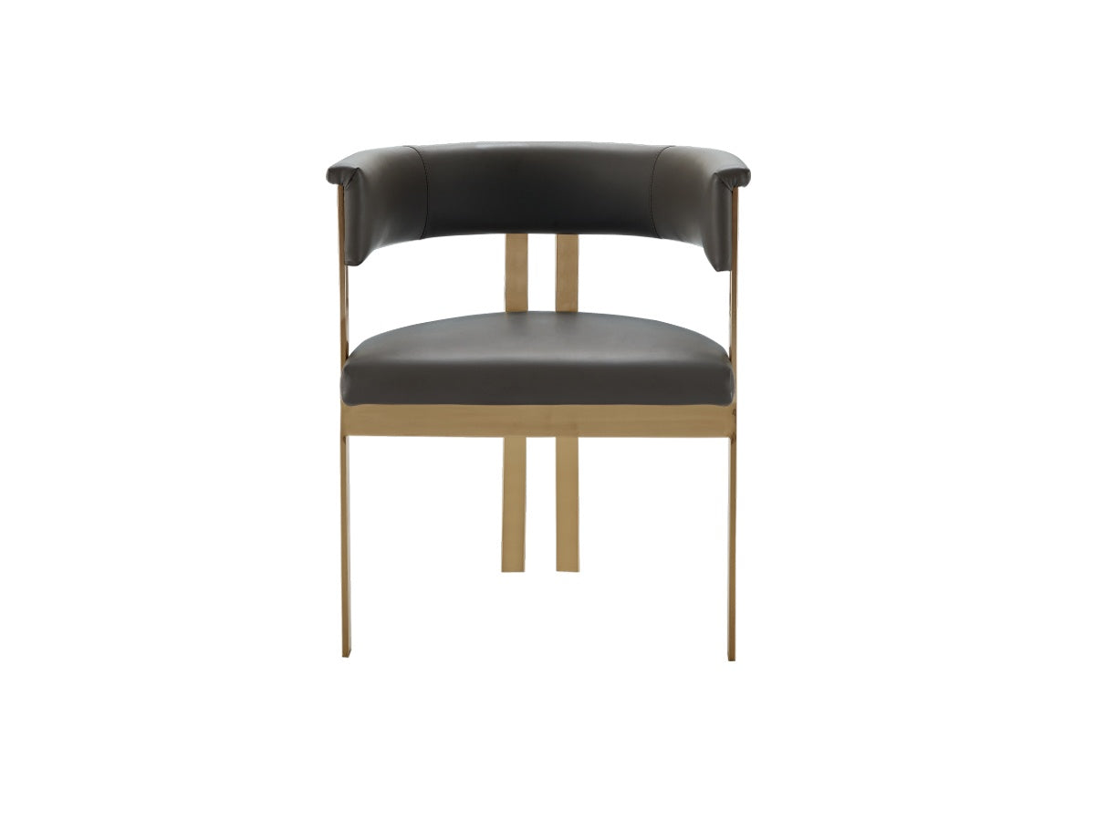 Mirror Titanium Stainless Steel And Full Leather Dining Chair