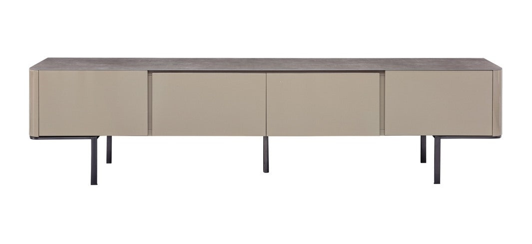 Black TV Console with Stainless Steel Accents