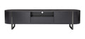 Black TV Console with Stainless Steel Accents