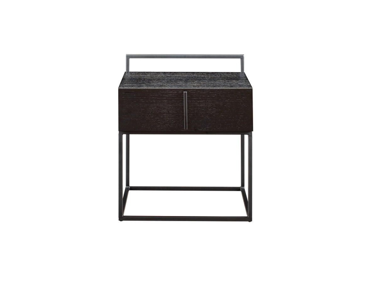 Black Red-Oak Nightstand with Steel Feet