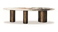 Oval Dining Table with Three Cylindrical Pedestal Bases