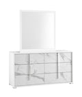 Sonia White Marble-Look Mirrored Dresser