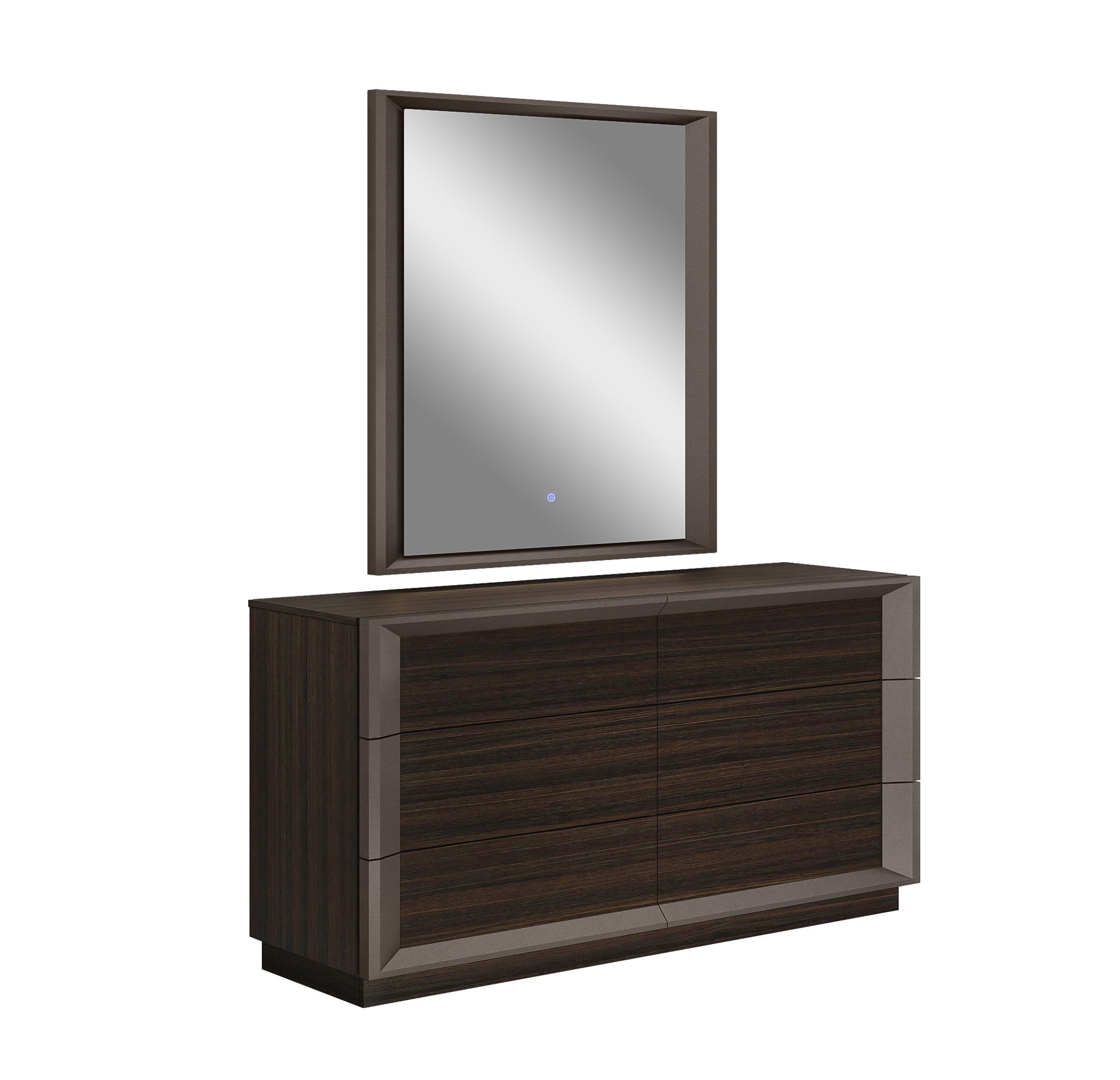 Strato Black-and-Oak Mirrored Dresser