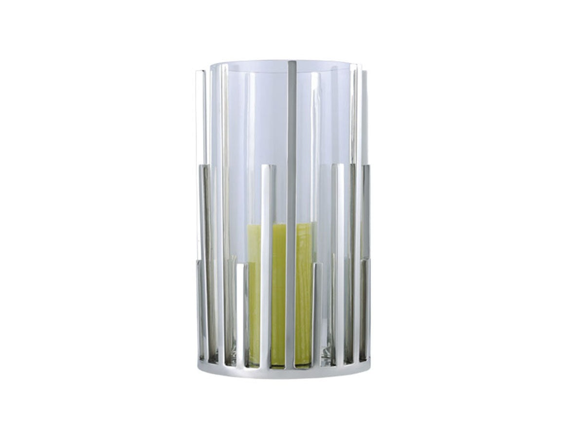 Polished Stainless Steel and Glass Candle Holder