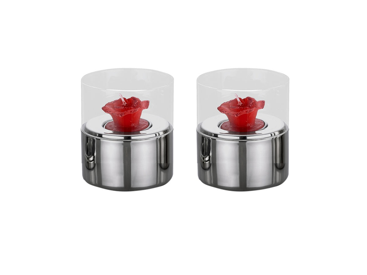 Polished Stainless Steel Candle Holder — Small — Medium