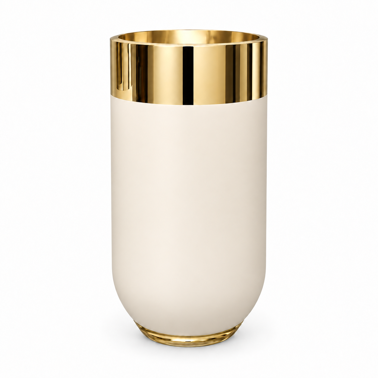 Mirror Gold and Matte Beige Rounded Floor Planter