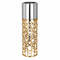 Brushed Silver Cylindrical Planter on Mirror Gold Stand