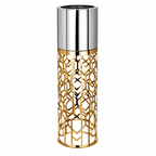 Brushed Silver Cylindrical Planter on Mirror Gold Stand