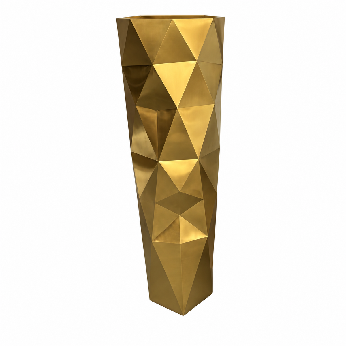 Mirror Gold Faceted Geometric Floor Planter