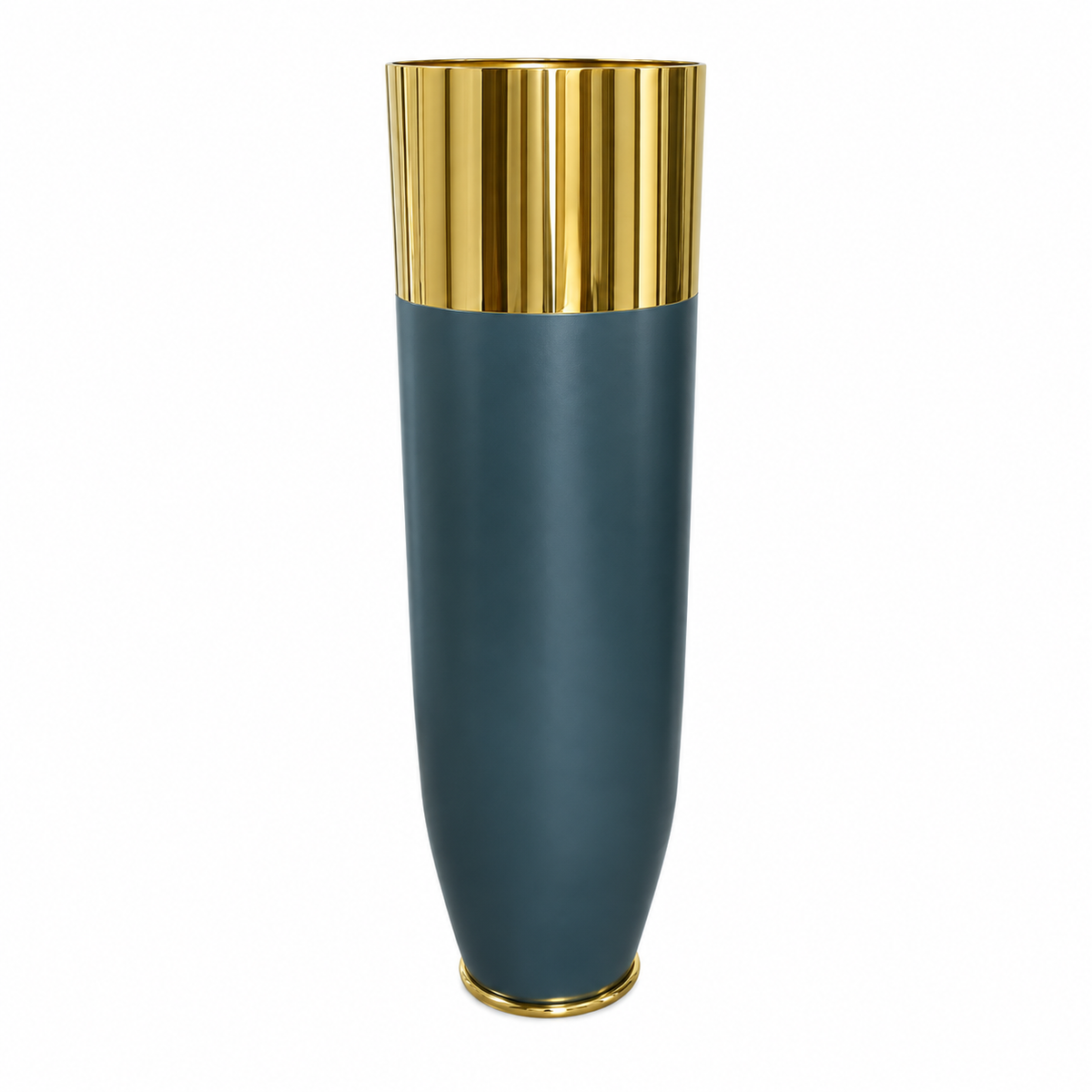 Mirror Gold and Matte Green Rounded Floor Planter