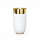 Mirror Gold and Matte White Rounded Floor Planter