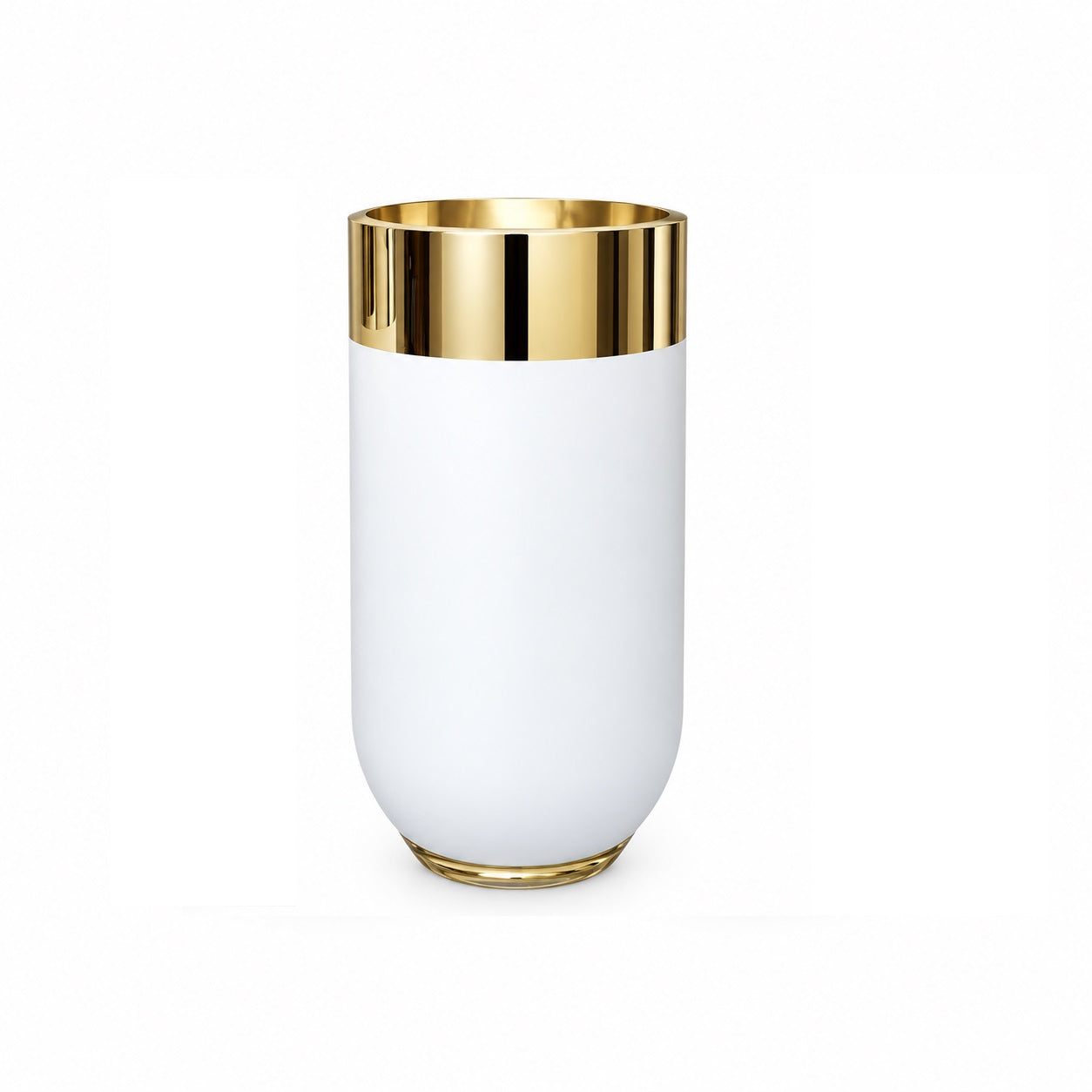 Mirror Gold and Matte White Rounded Floor Planter