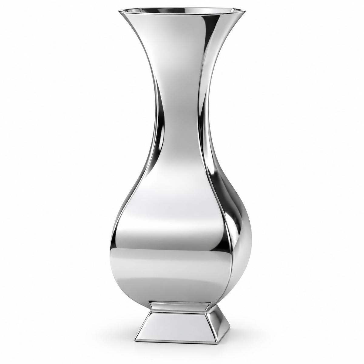 Mirror Silver Sculptural Hourglass Floor Planter