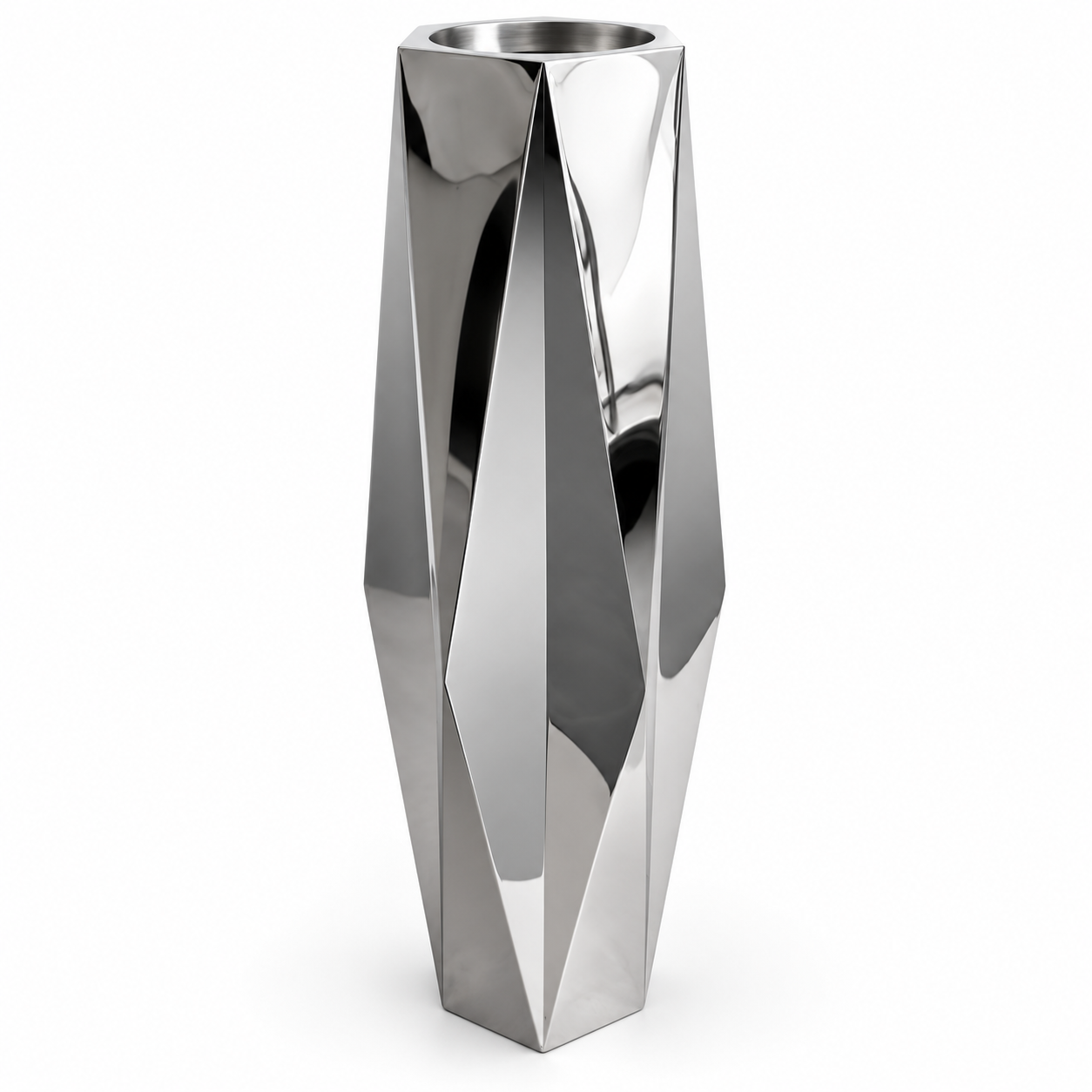 Mirror Silver Angular Floor Planter