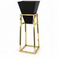 Matte Black Planter on Mirror Gold Stand