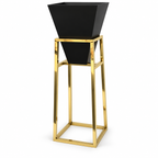 Matte Black Planter on Mirror Gold Stand