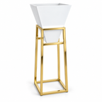 Matte White Planter on Mirror Gold Stand