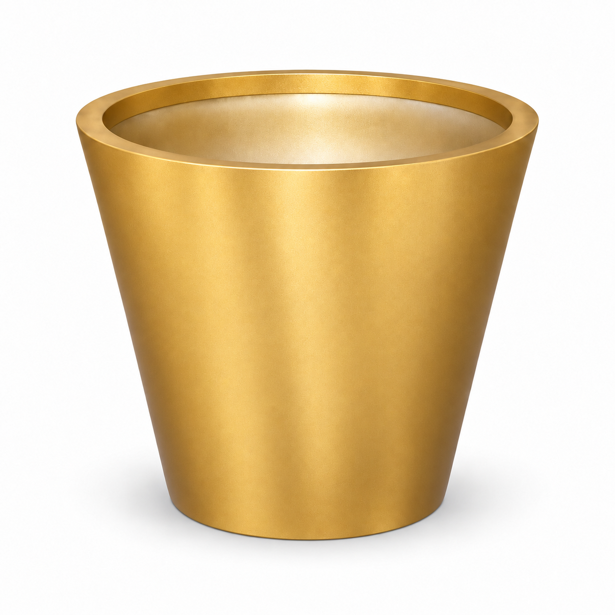 Large Brushed Gold Tapered Round Planter