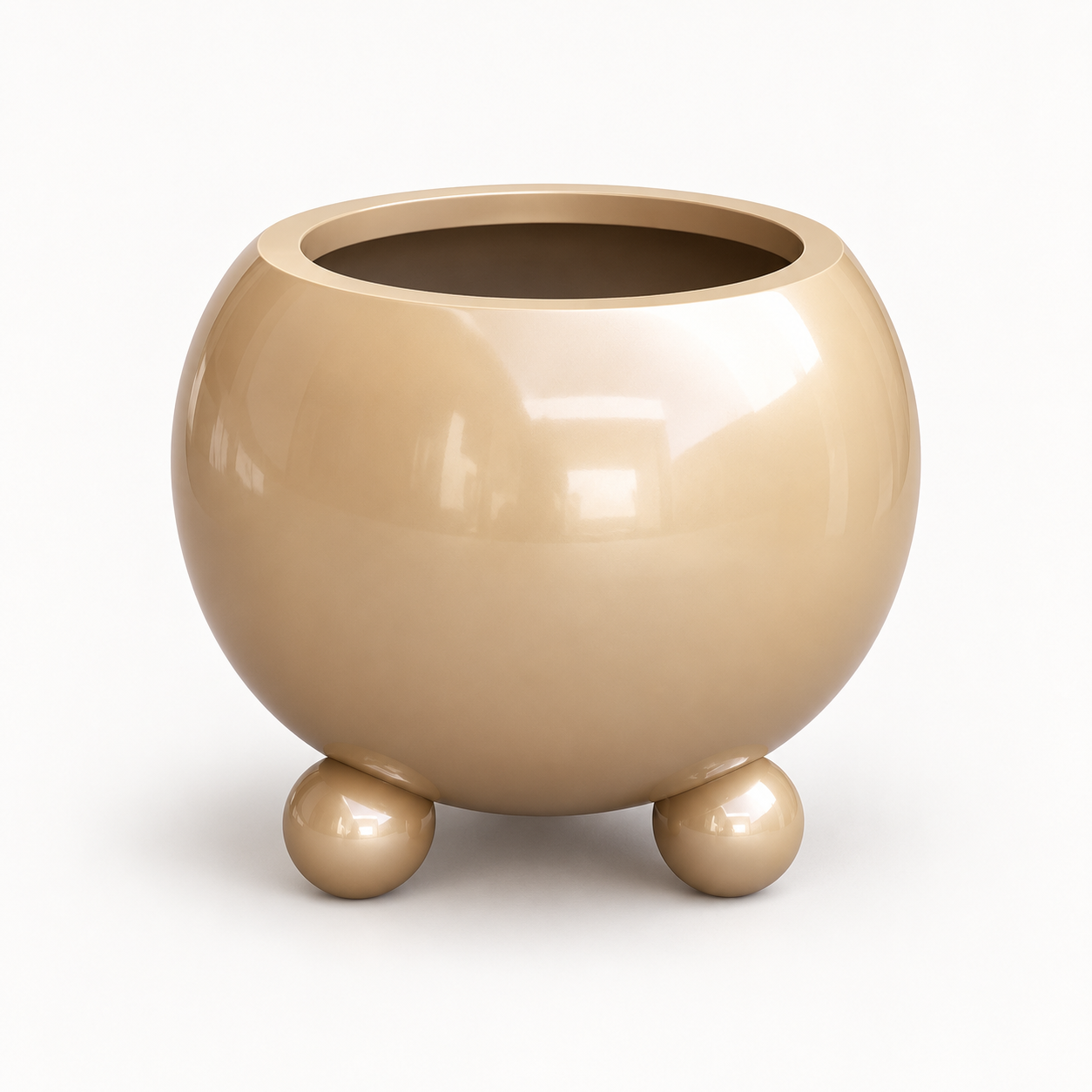 Brass-Finish Rounded Planter with Short Feet