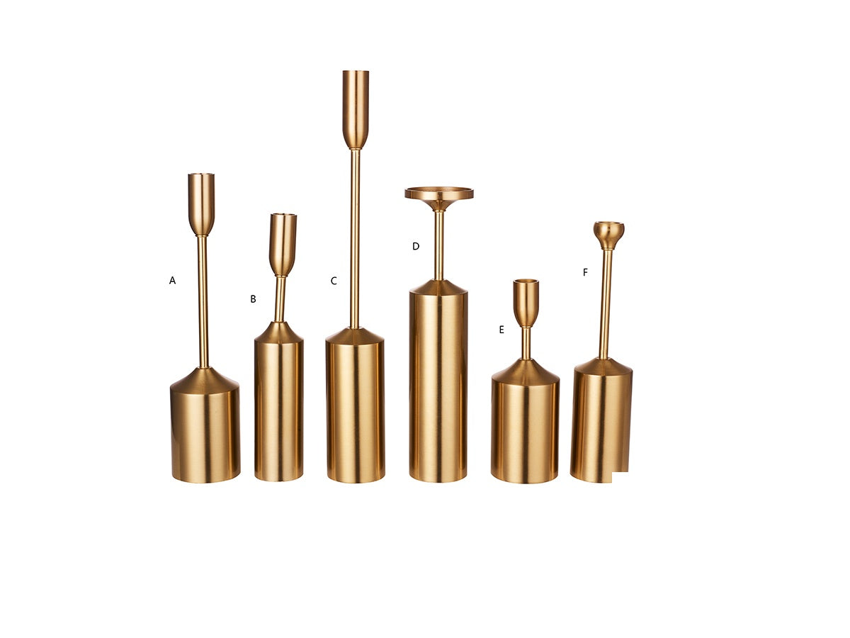 Polished Gold Six-Piece Candlestick Set