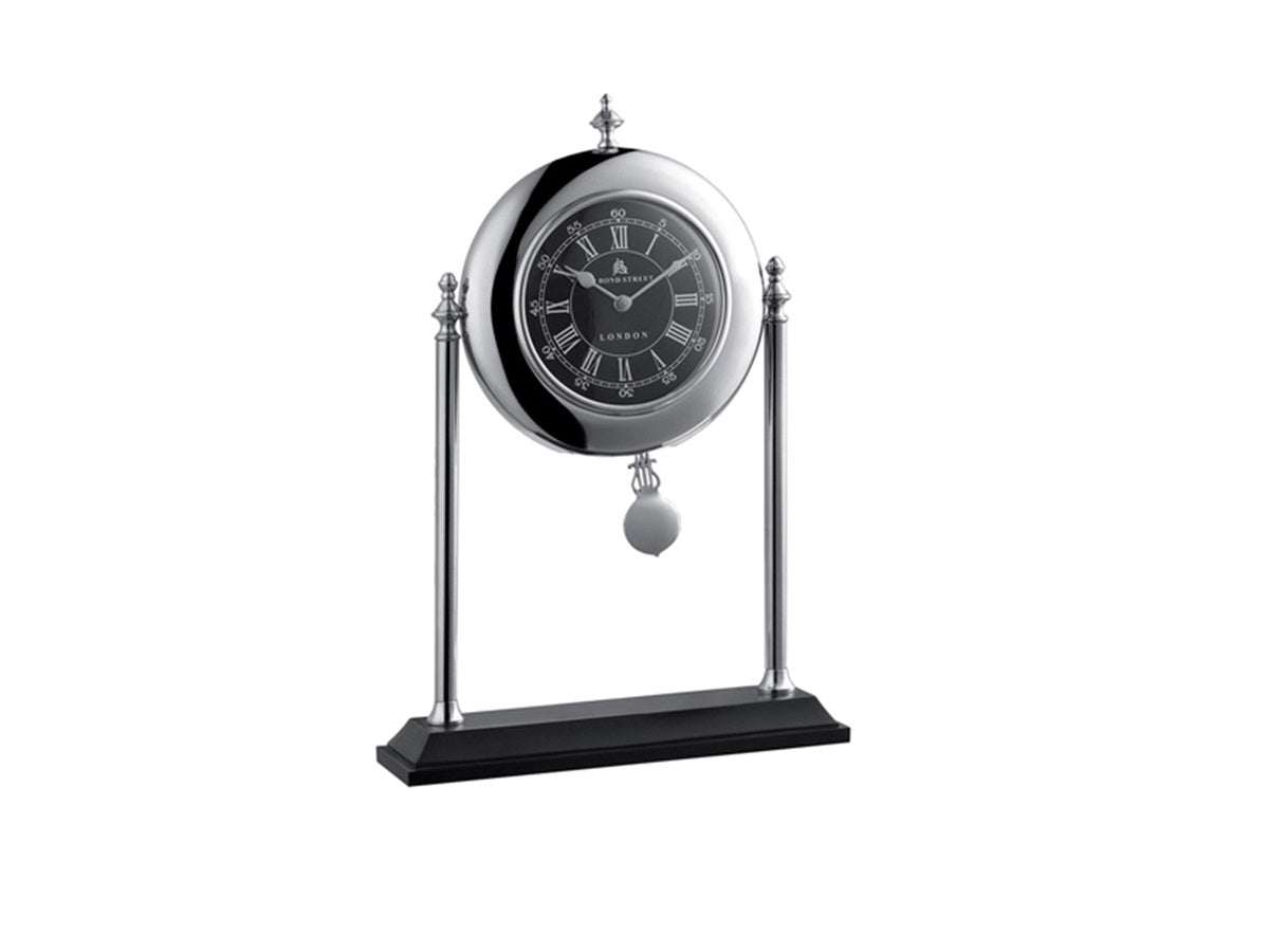 Wide Mixed-Metal Decorative Clock