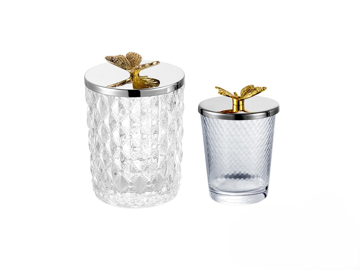 Small Metal and Glass Storage Jar