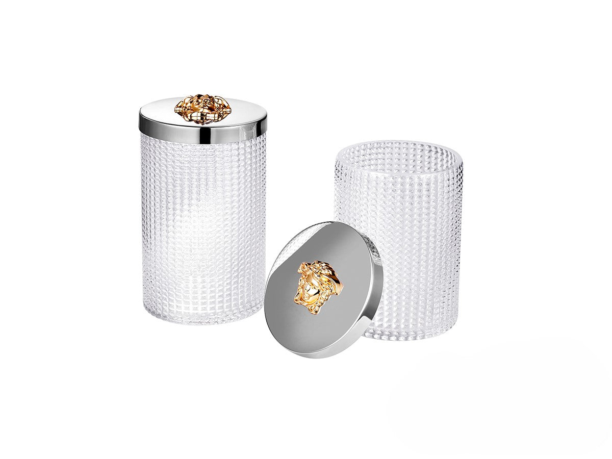 Small Metal And Glass Storage Jar