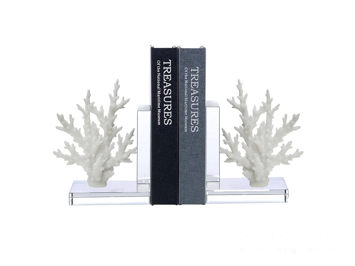 Resin and Crystal Coral Bookends — Set of Two