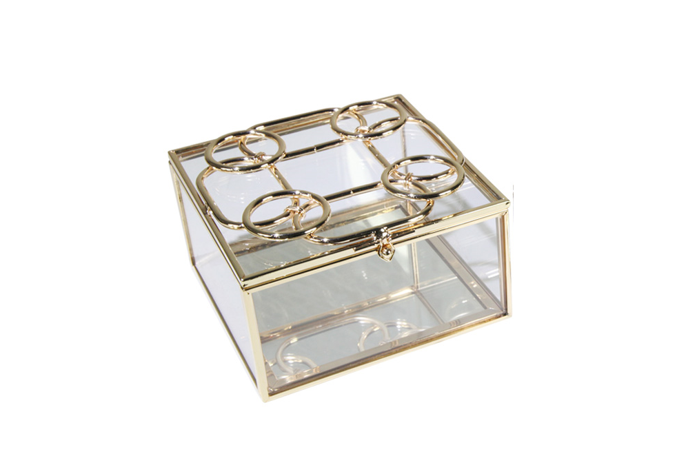 Large Glass Metal And Glass Cologne Decorative Box